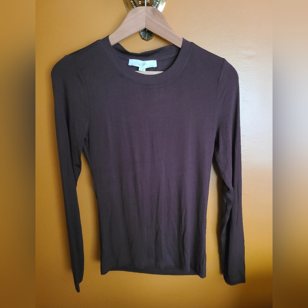 LOFT Women's Long Sleeve Crew Neck Tee - Iced Espresso